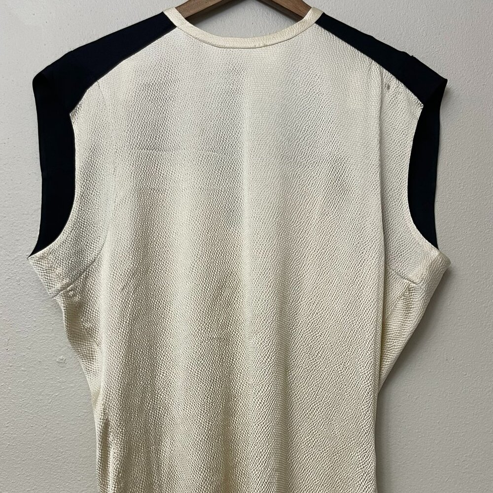 Helmut Lang Black Cream Silk Blend Blouse Size P XS